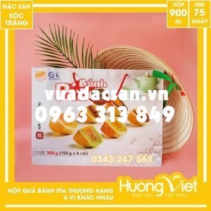 Hộp quà thượng hạng bánh pía 6 bánh 6 vị Tân Huê Viên 900gr