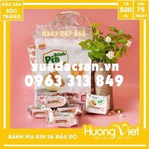 Bánh pía kim sa đậu đỏ mini Tân Huê Viên 12 bánh (túi 500gr)