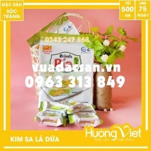 Bánh pía kim sa lá dứa mini Tân Huê Viên 12 bánh (túi 500gr)