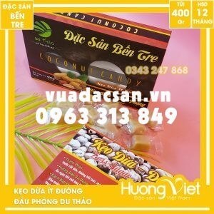 Kẹo dừa đậu phộng cao cấp ít đường Du Thảo 400gr