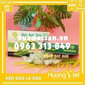 Kẹo dừa lá dứa cao cấp ít đường Du Thảo 400gr