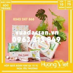 Hộp quà 10 bánh 10 vị kim sa Tân Huê Viên – Hộp Quà Hoa Yêu Thương